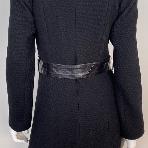 MACKAGE Asymmetrical Zip Belted Wool Coat in Black - Picture 8 of 12